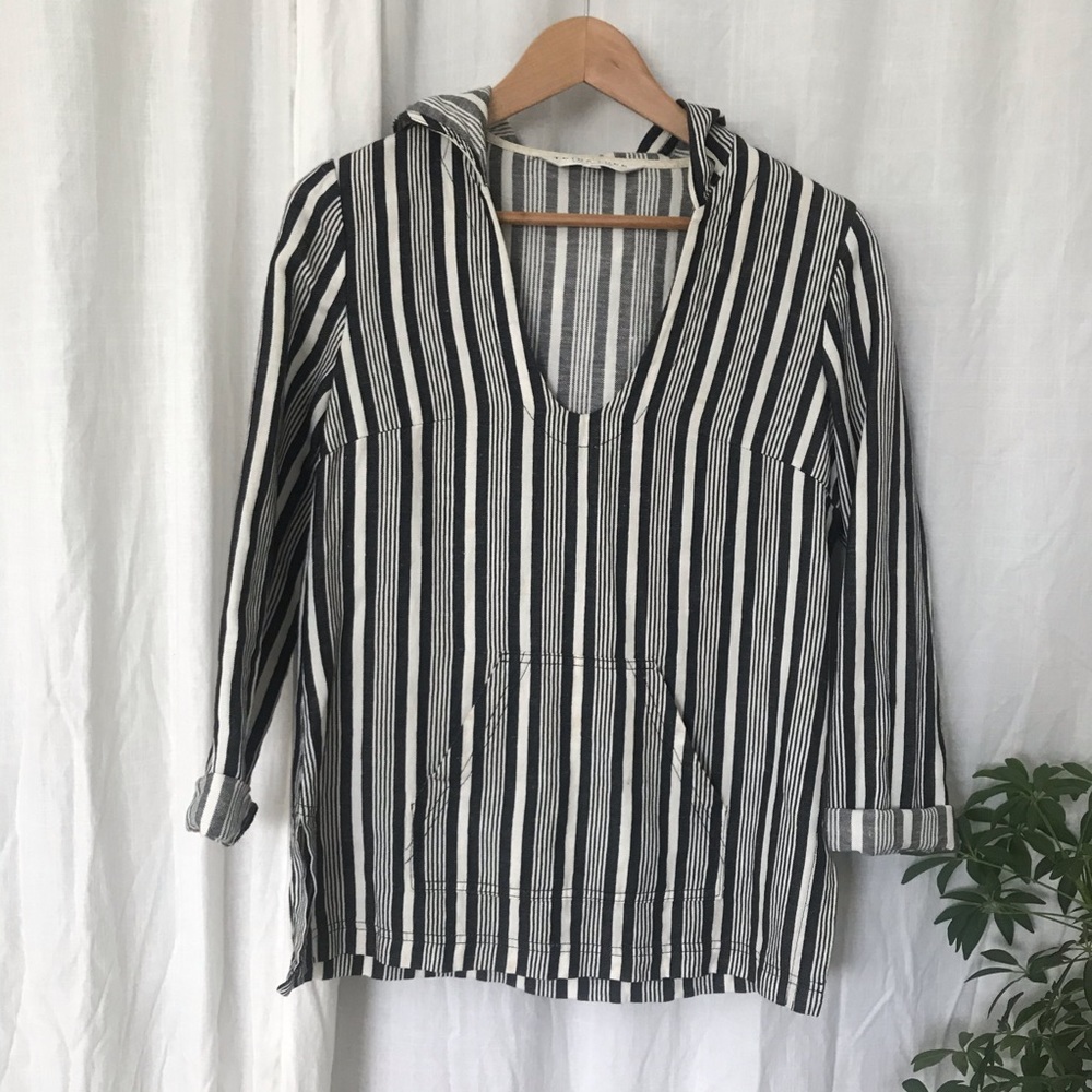 Trina Turk Striped Twill Tunic Hoodie